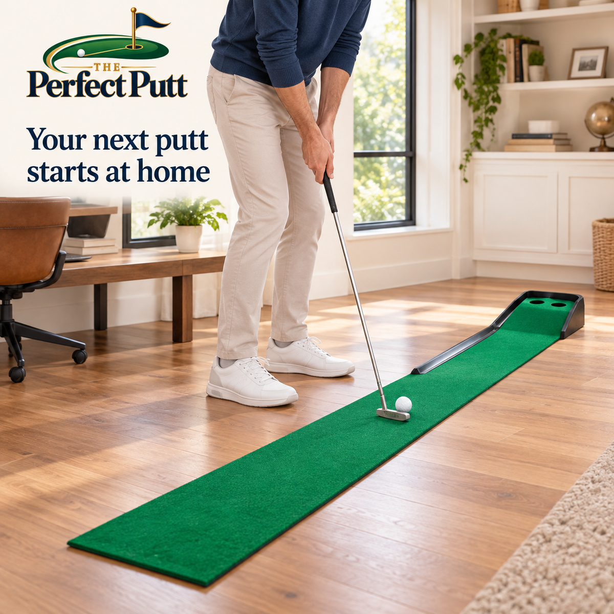 The Perfect Putt — 2-Hole Putting Mat with Ball Return